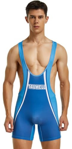 Wayonge Herren Wrestling Singlet Athletic Leotard for Active Wrestling or Workout Jumpsuits Men's Sleeveless Sport Bodysuit, Tw- 9709-Blau, Medium