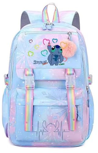 Stitch - Mochilas escolares para niñas - Linda mochila para niñas-E, Color blanco