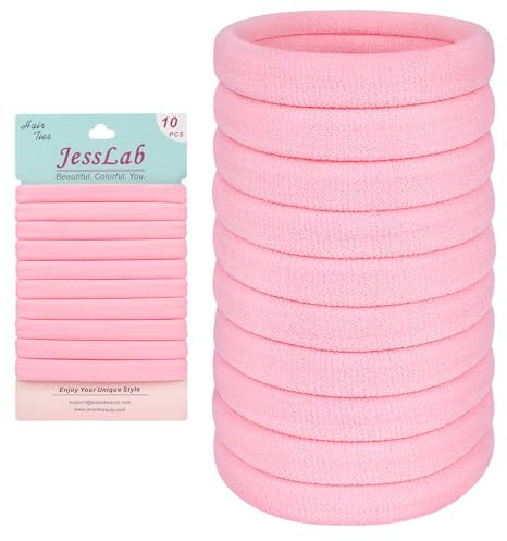 JessLab Set di Elastici per Capelli in Nylon, Fasce Elastiche Resistenti per Donne, Morbidi e Antiscivolo, Ideali per Tutti i Tipi di Capelli, Confezione da 10, Rosa