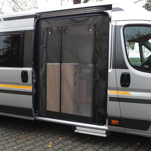 Zanzariera magnetica per porta scorrevole, zanzariera per porta laterale, protezione solare, compatibile con Mercedes Benz Sprinter e Ford Transit MK8, caravan, camper, porta laterale (144 x 205 cm)