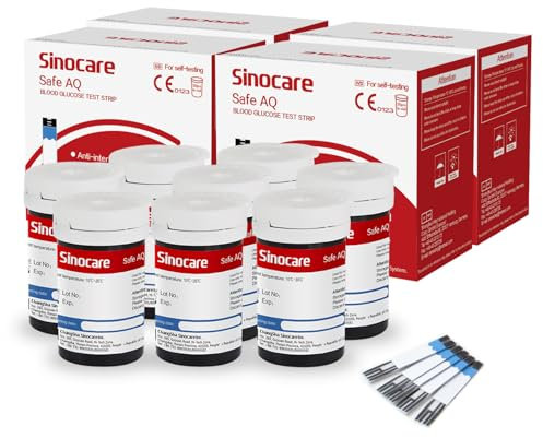 Sinocare Safe AQ Strisce Glicemia Senza Lancette, Strisce Reattive per Safe AQ Glucometro, 200 pcs