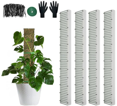 60/40/24 Metal Moss Pole, D Shape Sphagnum Moss Pole, Moss Poles for Climbing Plants, Moss Pole for Plants Monstera, Indoor Climbing Plants, Moss Poles Kit (4Pcs 40)