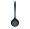 Slotted Skimmer Spatula, Long Handle Soup Ladle Non Stick Silicone Strainer with Hang Hole, Ideal for Straining Vegetables and Drips (Black)
