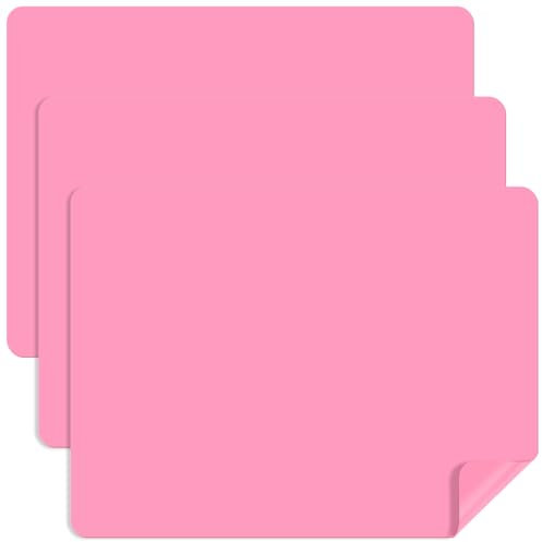 Luxeu Silikon Unterlage, 3 Stück 40 * 30cm Tischset rutschfeste, Nail Art Tischmatte, Bastelmatte Antihafte für Epoxidharz Handwerk, Malerei, zum Platzieren von Hundenapf (Rosa)