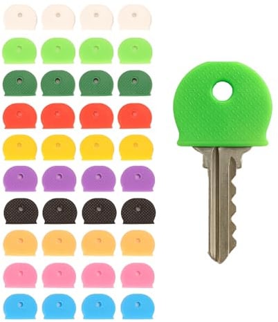 Set de 40 Tapas para Llaves en Colores Variados, Cubiertas Flexibles de PVC para Fácil Identificación de Llaves de Casa, Oficina y Coche, Resistentes al Agua y Duraderas