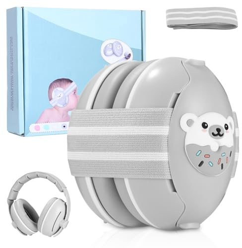 Zofory 2-in-1 Gehörschutz Baby Kopfhörer, Gehörschutz Baby, Kopfhörer Lärmschutz, Verstellbares Kopfband Ohrenschützer, Geeignet für Kleinkinder unter 48 Monaten