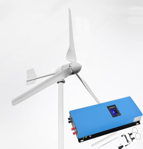 KX-ENERGIE Horizontale Windkraftanlage 3000W 24V 48V 3Blätter Windgenerator Windturbine Energie Windräder Komplettanlage mit Netzkopplung Grid Wechselrichter,für 220Vac/230Vac Netzeinspeisung