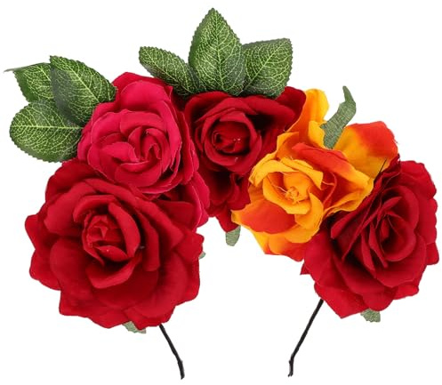 Angoily Bridal Headwear Rose Design Headband with Big Rose Flower Made of Cloth, Featuring Practical Decoration and Fine Workmanship, for Xmas Party and Theme Parties