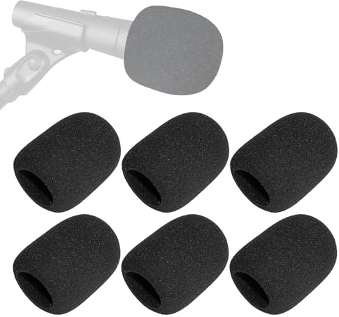 6 Stück Mikrofon Windschutz, Mikrofon Pop Filter für Shure SM58, Schwamm Mikrofonabdeckung, Reduzierung von Explosiven Windgeräuschen, für Handmikrofon Staubdicht, Schwarz