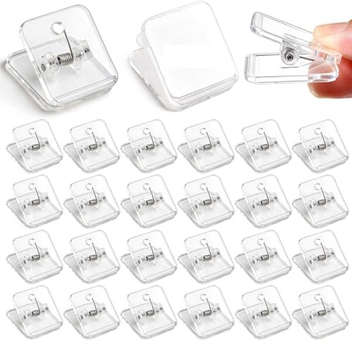 GOLD DEER 50 PCS Self Adhesive Clips, Clear Sticky Spring Hangers Wall Clips, Tapestry Hangers,Photo Holders, Used for Hanging Posters, Photos, Postcard, Flag, Paper, Home Office School Decoration
