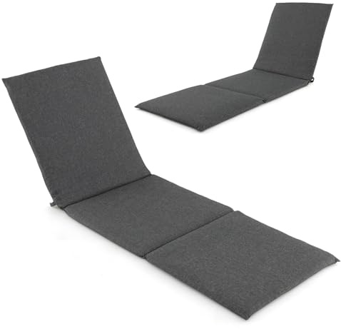COSTWAY Liegenauflage 2er Set, Auflage für Sonnenliege, 182 x 59 x 4,5 cm | Polsterauflage für Gartenliege, Liegestuhl, Dunkelgrau