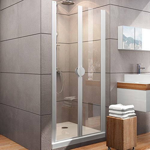 Schulte porte de douche battante en niche 90 x 180 cm, alu-argenté, 2 battants, verre de sécurité transparent 5 mm anticalcaire, plage de réglage 87.5-91.0 cm, largeur d'accès 78 cm