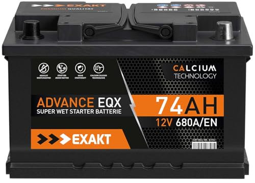 EXAKT Autobatterie 12V 74Ah Starterbatterie PKW KFZ Auto Batterie (74Ah)