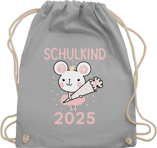 Shirtracer Turnbeutel Rucksack - Schulanfang & Einschulung Geschenk - Maus mit Schultüte Schulkind 2025 - Unisize - Hellgrau einschulung-schulanfang schulanfänger schule beutel