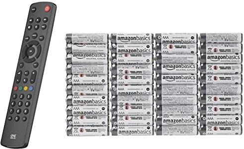 One For All Contour Universal Fernbedienung - Steuerung von TV/Smart TV - Funktioniert Mit Allen Herstellermarken – URC1210 & Amazon Basics AAA Industrie Alkalibatterien, 40er Pack