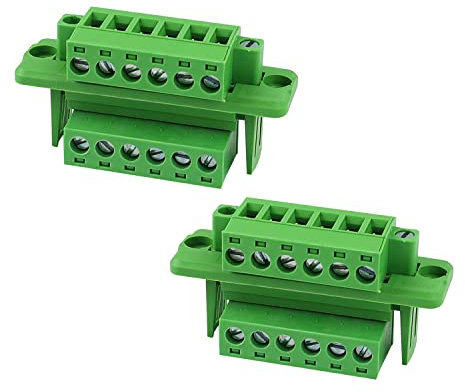 Connettori per Morsettiera PCB a 6 pin - LNSYSNS Morsettiera Plug in Vite, Tensione 300V, Corrente 15A - Connettori per Morsettiera a Vite PCB con Passo 5,08 mm