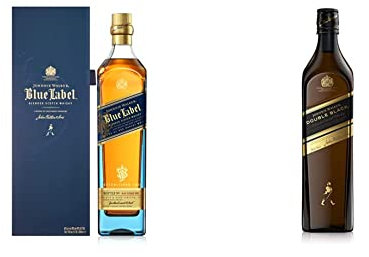 Johnnie Walker Blue Label Blended Scotch Whisky 70cl with Gift Box & Johnnie Walker Double Black Label Blended Scotch Whisky 70cl