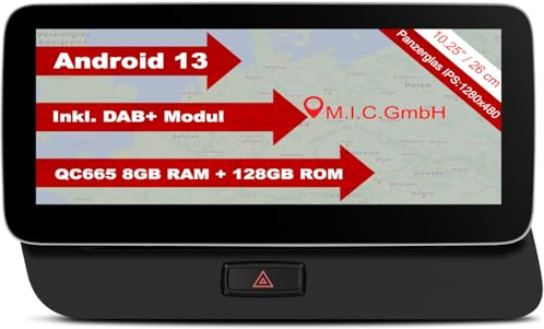 M.I.C. Q5L Android 13 Autoradio mit Navigation: Snapdragon 665, 8GB+128GB, 10.25 Zoll, SIM,DAB+, Apple CarPlay&Android Auto, CANBUS, GPS – Ersatz für Audi Q5 mit Concert Symphony Radiosystem 2009-2017