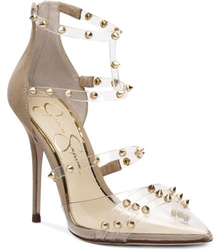 Jessica Simpson Wavery Damen-Pumps mit Nieten, Transparent/Mandel, 42 EU