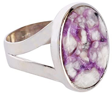Statement-Ring mit natürlichem Tiffany-Jaspis-Edelstein, 925er Sterlingsilber, Lünettenfassung, Edelstein, Tiffany-Jaspis