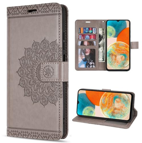 betterfon Hülle Kompatibel mit Samsung Galaxy A23 5G | Klapphülle Schutzhülle mit Kartenfächer Kompatibel für Galaxy A23 5G | Magnetverschluss Flip Case | Grau
