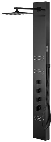 KOLMAN Duschpaneel Edelstahl mit Kopfbrause Graphit NEO Duschsystem Duschsäule