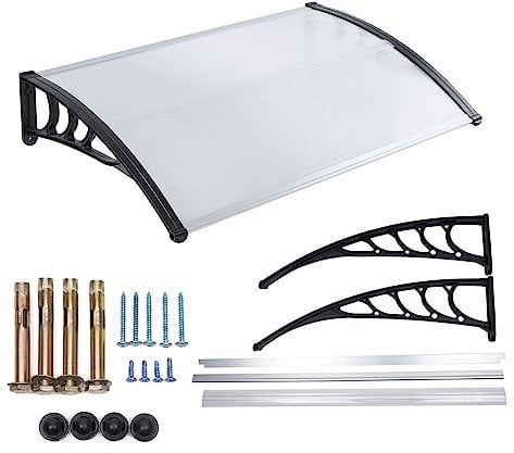 Vordach für Haustür 115/150/200cm Vordach Überdachung Haustürvordach Haustür Pultdach Türdach,Transparentes Pultbogenvordac,Pultvordach (Breite 200CM)