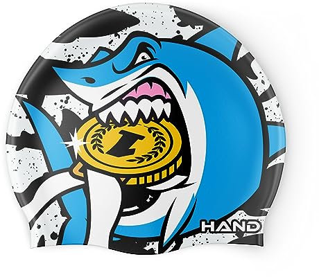 HAND SPORT Shark Bites, Cuffia in Silicone, Cuffia Piscina, Cuffia Nuoto, Taglia Unica