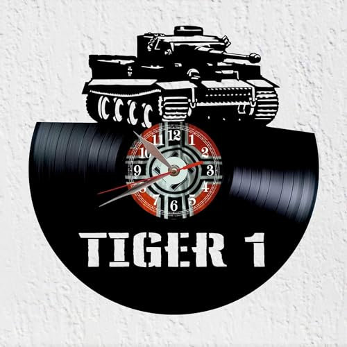 VINY WOODY Wanduhr Vinyl Scheibe Schwerer Kampfpanzer Deutscher Tiger I