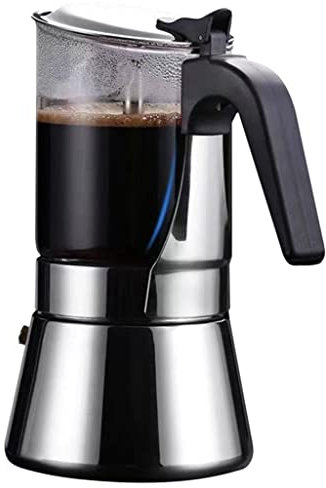 Moka-Kanne – Espressomaschine, Glas- und Edelstahl-Moka-Kanne, Herd-Espresso-Shot-Maker für Starke Kaffeemaschine (A 240 ml)