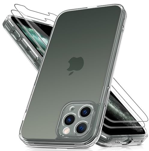 Mootobo for iPhone 11 Pro Max Case, 3 in 1 [Full Camera Protection] with 2 Screen Protector,Translucent Matte Back Slim Shockproof Phone Cover for iPhone 11 Pro Max 6.5 inch - Clear