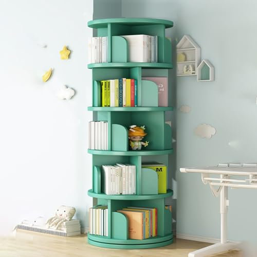 Bücherregal Drehbar, Drehbares Bücherregal Um 360, Bücherturm Freistehend, 3/4/5/6-stöckiges Bücherregal, Eck-bücherregal, Stapelbarer Bücherregal-Organizer, Vitrine für Büro, Zuhause, Wohnzimmer