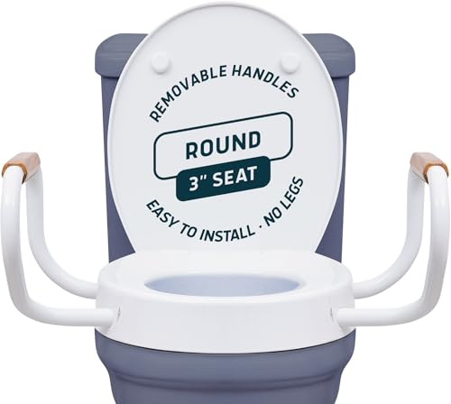 Lunderg Solva Raised Toilet Seat with Handles - Round - Adds 3 Inches