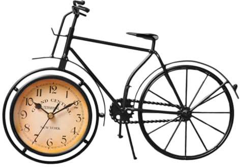 ABOOFAN Fahrrad Desktop Uhr Eisen Retro Stumm Uhr Ohne Batterie Wohnzimmer Büro Dekoration