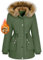 heekpek Women's Winter Hooded Jackets Warm Fleece Lined Ladies Long Coats Waterproof Windproof Parka Outerwear Army Green M