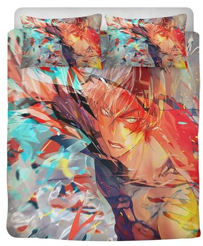 STARSAY Hero Academia Kinder Bettwäsche-Sets Bettbezüge und 2 Kissenbezug bettwäsche 135x200 Junge Mädchen Geschenke Anime Fanartikel deko (Todoroki Shoto)
