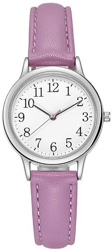 LIWEARE Damenuhr, Damen Analog Quarz Uhr mit Leder Armband, Uhren Damen Einfache Business Klassische Armbanduhr Lässig Quarzuhr Kleideruhr (Lila)