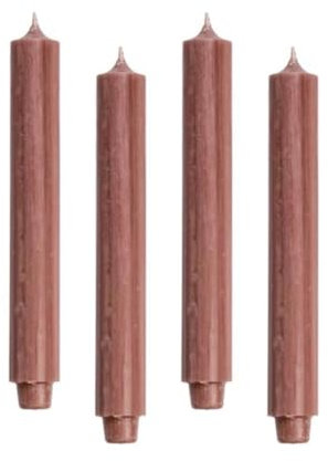 Confezione da 4 candele rustiche, altezza: 30 cm, diametro: 3,2 cm, durata 21 ore, candele spesse, candele da tavola, candele da chiesa, colore: rosa antico