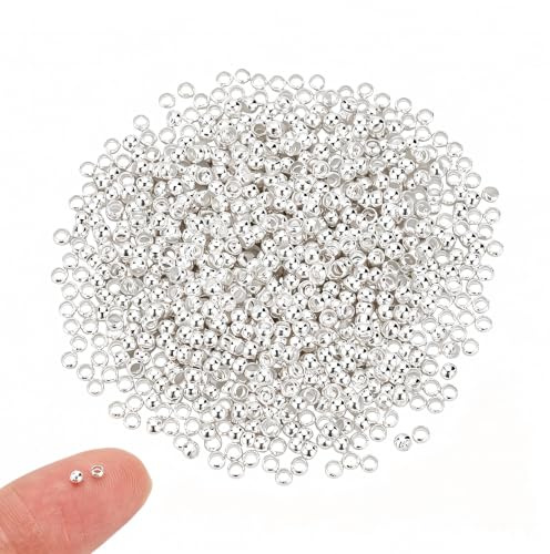 UNICRAFTALE 1000 Stück 925 Sterling Silber Quetschperlen Plattierte Rondell Abstandshalterperlen Winzige Quetschperlen Metallperlen Beschläge Für Die Herstellung DIY Armbändern Und Halsketten