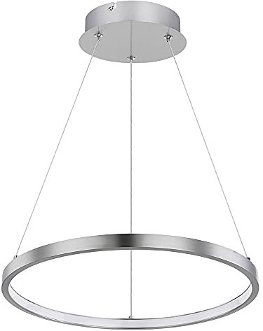 GLOBO Pendelleuchte Ring silber Hängeleuchte rund LED Lampen Wohnzimmer hängend Modern, aus Metall in nickel-matt opal, 1x LED 19W 900Lm warmweiß, DxH 38,5x120 cm