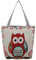 VALICLUD Damen Schultertasche Mit Großer Kapazität Gestickte Eule Wiederverwendbare Canvas Tragetasche Für Einkäufe Und Freizeitaktivitäten