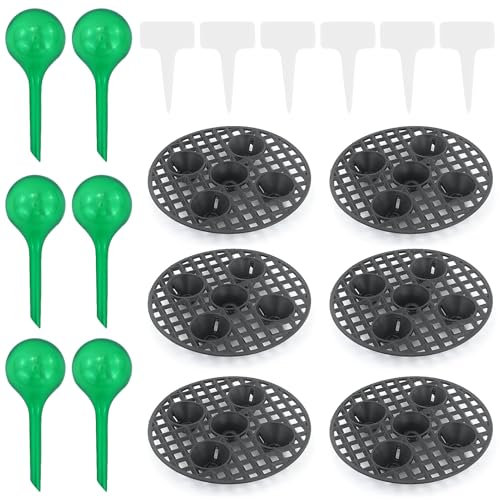 JRSHIRLEYLTD 6 rejillas de drenaje, plástico para macetas, 20 cm, con 6 máquinas de riego, rejilla redonda, maceta para balcón Lnnen, exterior, jardín