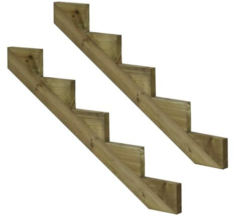 Vinuovo - Juego de 2 zancas de 5 peldaños de madera KDI para escaleras de jardín, altura 85 cm - profundidad 125 cm