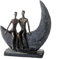 Casablanca Design Skulptur Moon Paar auf Mond 23x22cm bronzeoptik aus Poly Hochzeit Wohnzimmer Skulpturen Deko Modern