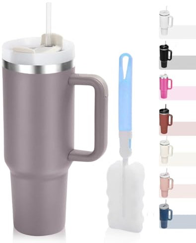 IFJA 40oz Tumbler with Straw and Handle – Premium Insulated Stainless Steel Travel Mug (1.2L) – Leakproof, BPA-Free, Dishwasher Safe – Keeps Drinks Hot 8H / Cold 12H – Bonus Cleaning Brush