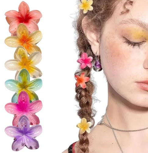 OHREN 6 Pezzi Pinze per Capelli Fiori Clip Artiglio da Donna,4 cm,piccolo,fermagli antiscivolo per donne,Accessori Capelli per Ragazze e Donna,Elegante Antiscivolo Plastica Pinze per Capelli di Fiori