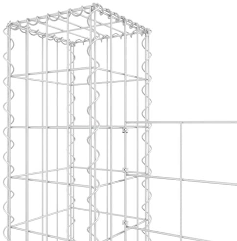 Gabion -Korb 140x20x200 cm, Eisen -U -förmige Maschenwand mit Pfosten für Gartenprojekt, Stützwand