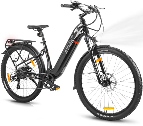 AZMA 27.5 E Bike für Erwachsene, Elektrofahrrad mit Austauschbarem 48V/36V Akku, 100–150km Reichweite E-Bike für Städtische Pendler, IPX4 Wasserdicht, 8 Gang (A1-schwarz)