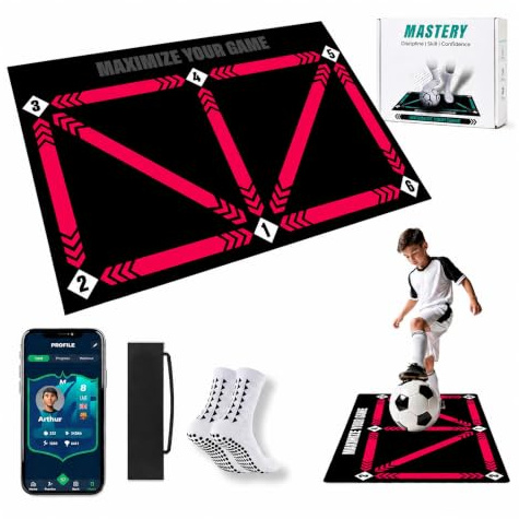 Fußball-Trainingsmatte – Rosa Fußball Mastery Skills XL-Matte, 90 x 60 cm, Fußballgeschenke für Jungen, Dribbeln, Ballkontrolle und Stressabbau, für Kinder, Mädchen und Erwachsene