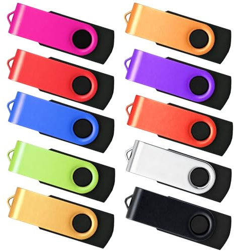 Torvixa USB Stick 8GB 10 Stück Flash Drive Speicherstick,High-Speed USB 2.0 Mehrfarbig Drehbar